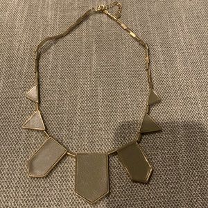 House of Harlow 14k Gold Plated Five Station Brown Leather Necklace